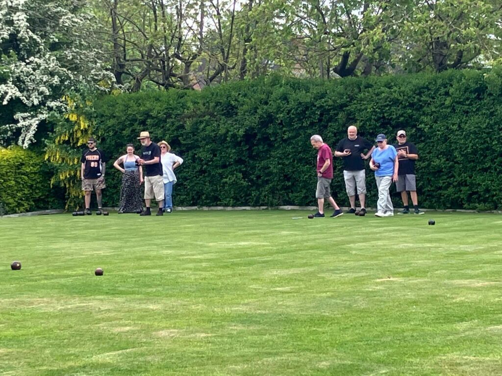 Having fun lawn bowling with the guys - Newton Solney Club