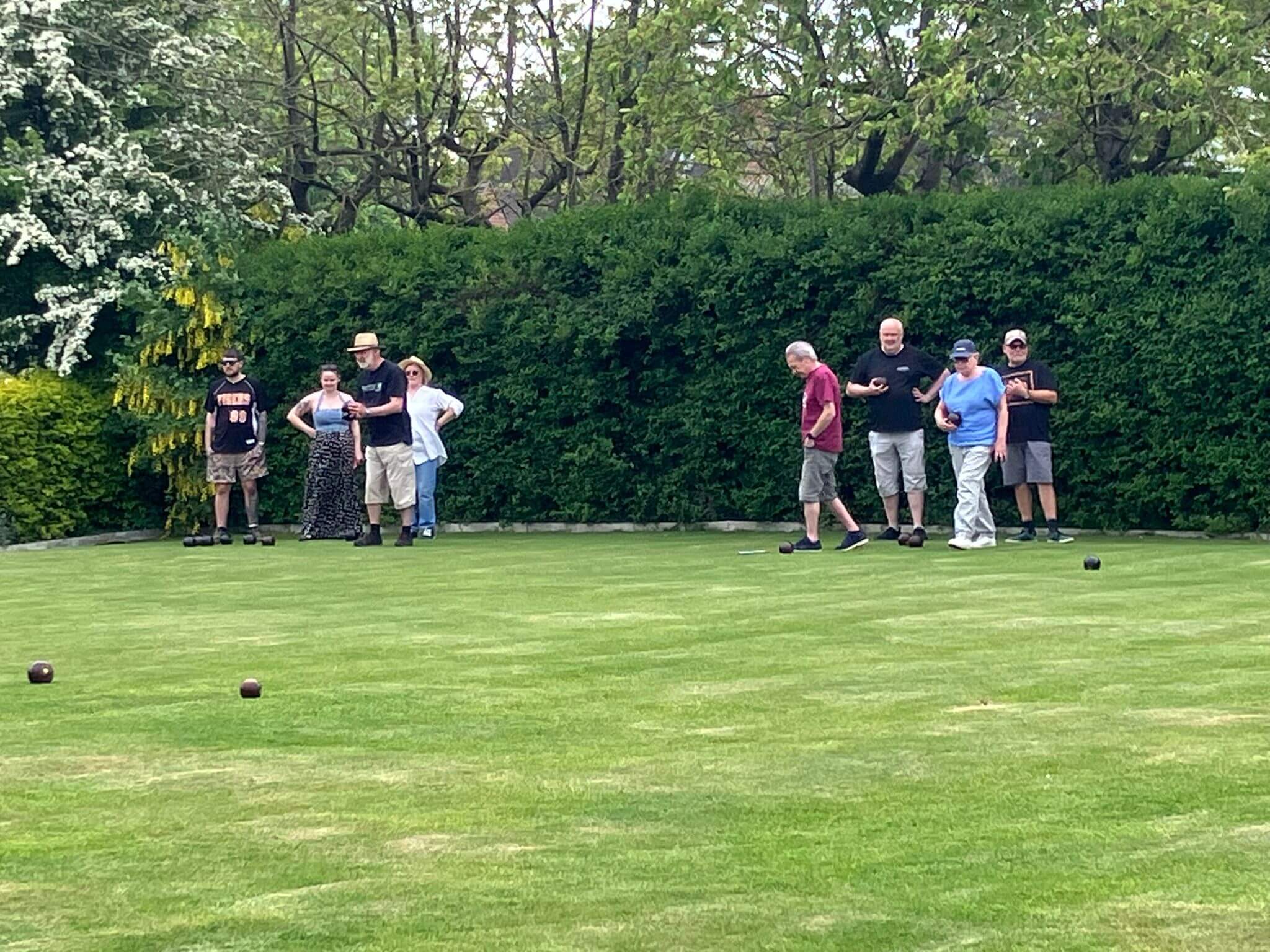 Having fun lawn bowling with the guys - Newton Solney Club